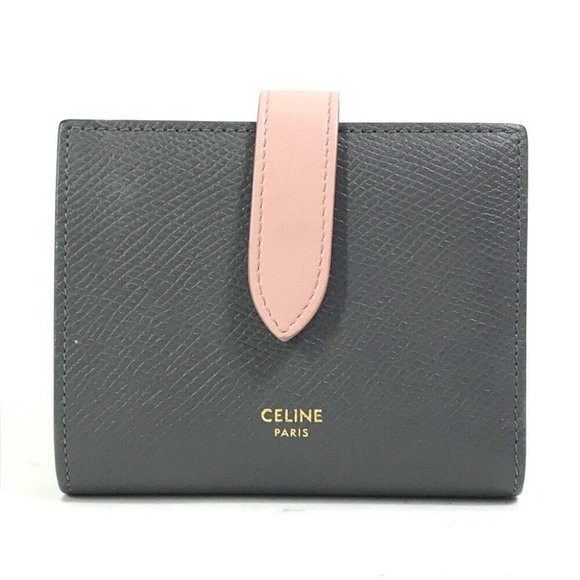 CELINE 10H263BRU.10GV Bicolor Small strap wallet Compact Trifold wallet